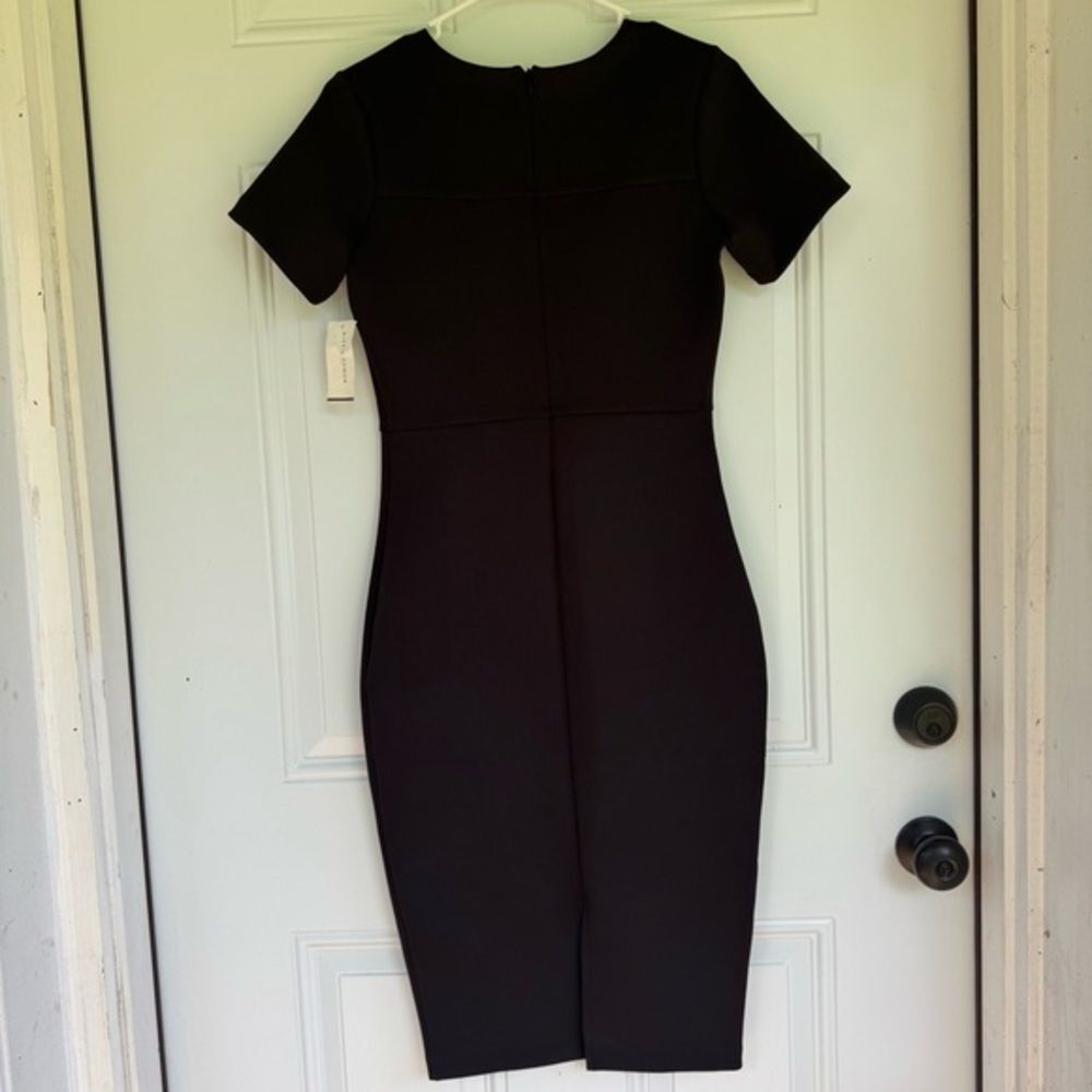 ALEXIA ADMOR Black Scuba Midi Sheath Dress Business Dressy XS